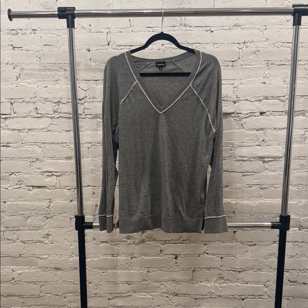 Torrid Charcoal V-Neck Long Sleeve Top